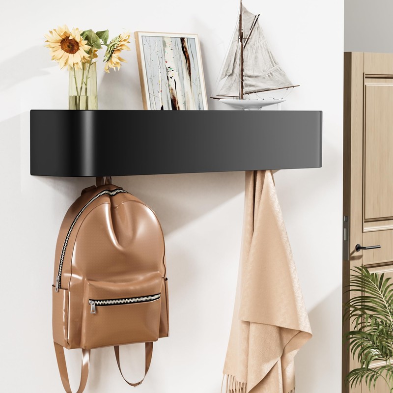 Jasopaco Coat Rack Wall Mount - Entryway Hook Shelf with