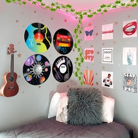 HK Studio Hippie Decor, Posters for Room Aesthetic - Record Decor, Music Themed Party Decorations, 4 Pcs 12"