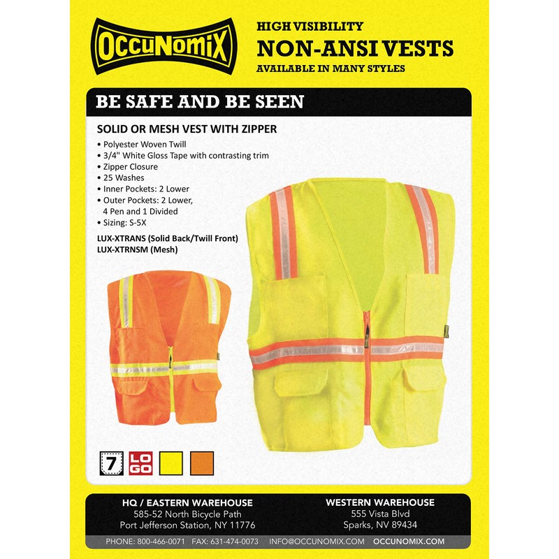 OccuNomix LUX-XTRNSM-Y5X Classic Solid Front Mesh Back Two-Tone Surveyor Vest,