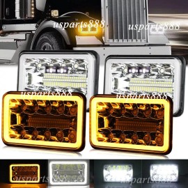 USPART- 4PCS Fit Peterbilt Kenworth T800 W900 4x6" LED Headlights Hi-Lo Sealed Beam DRL