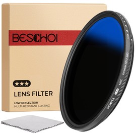 Beschoi ND Filter 43mm ND2-ND400 MRC Variable Neutral Density Adjustable (0.3-2.7, 1-9 Stops) Multi-layer Coating Optical Glass Waterproof Anti-Scratch Ultra Thin Filter