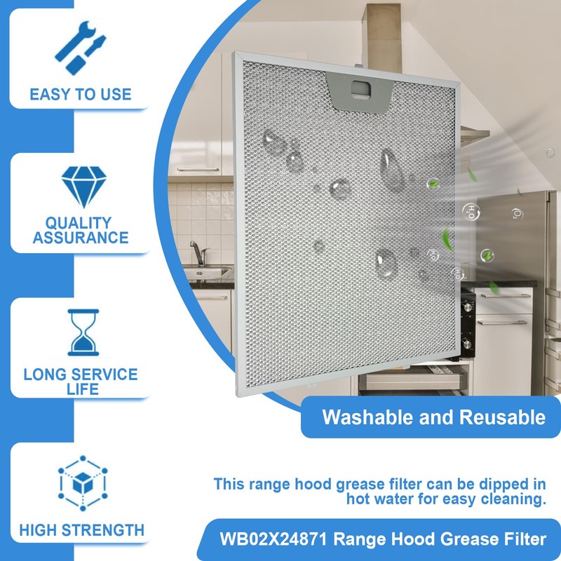 3PCS WB02X24871 Range Hood Grease Filter Compatible with GE Range