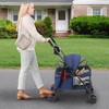 Foldable Pet Stroller with Weather Cover,4 Wheels Pet Strolling Cart