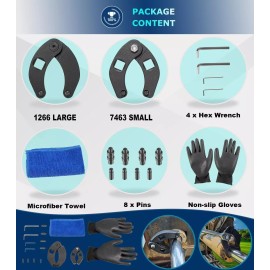 Unbranded Gland Nut Wrench, Adjustable Hydraulic Cylinder Spanner Wrench With Gloves, Pins