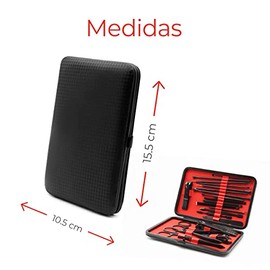Raganet, Set De Manicure y Pedicure, Cortaúñas, Para Pies y Manos, Acero Inoxidable 23 Piezas Incluidas (Negro)