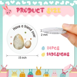 Burbell 24 Pcs 1.5" Easter Egg Tokens with Gift Bag Easter Basket Egg Tokens Round Acrylic Reward Coins with Different Activity Design Gifts for Kids Craft Decoration