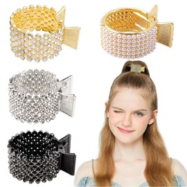 Pack of 4 Rhinestone Ponytail Buckle Hair Clip Small Hair Clip for Women Girls Small Round Hair Clips for Hair Ponytail Women's Medium Hair Accessories for Women Girls