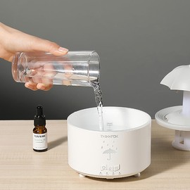 THINNFOK Humidifiers for Bedroom,Quiet Ultrasonic Mist Humidifier,Aroma Diffuser,7 Colors Breath Night Light,Rotating Umbrella with Sounds Soothing Rain Drops,Ideal for Home Living Room,Sleeping