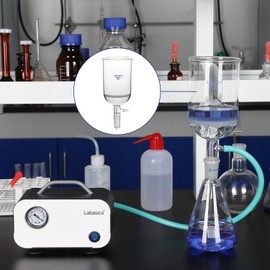 Labasics Buchner Borosilicate Glass Filter Funnel with Coarse Frits (G1), 46 mm I.D, 80 mm Depth, Buchner Filtering Funnel with 24/40 Standard Taper Inner Joint and Vacuum Toothed Tubulation (100 ml)