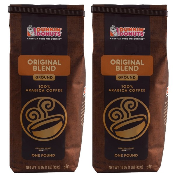 Dunkin' Donuts Ground Coffee 1 LB. Bag Multi Pack (Orriginal, Two Pack)