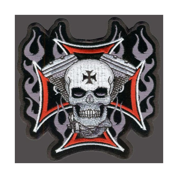Hot Leathers SKULL CROSS V-TWIN BIKER PATCH 4 INCH PATCH