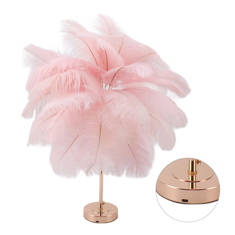 Decorative Table Lamp 30PCS Feathers USB Rechargeable Light Touch Control
