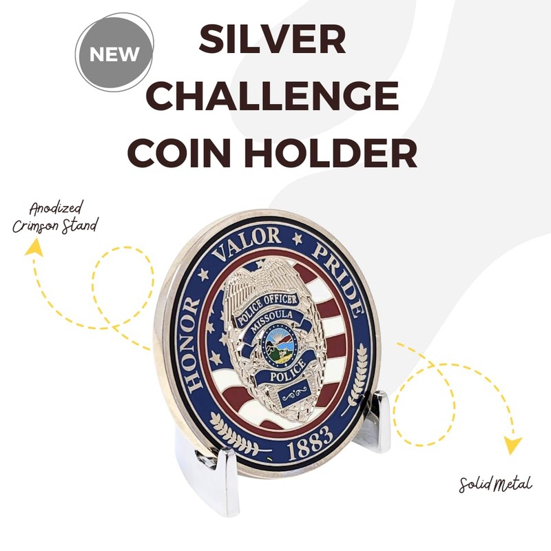 Military Challenge Coin Display Stand - Solid Metal with Anodized