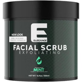 Exfoliante facial natural E Elegance de 9 oz con menta para una limpieza profunda y piel suave