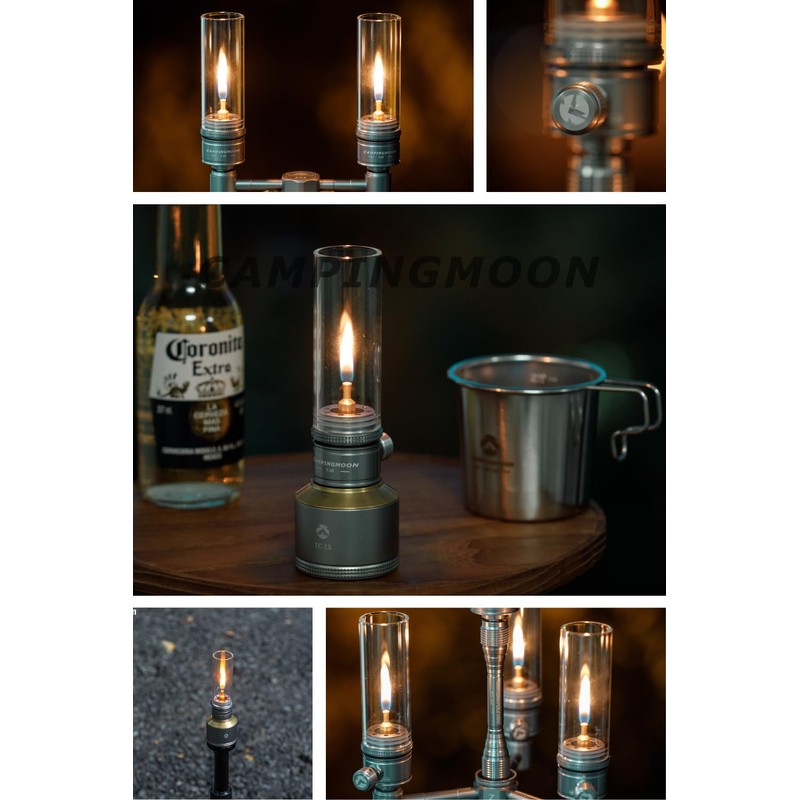 Campingmoon T-1D15 Camping Gas Lantern with Empty Tank Wooden Lantern