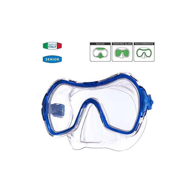 Salvas Drop SR Mens Diving Mask - L, Blue (Transparent/Transparent