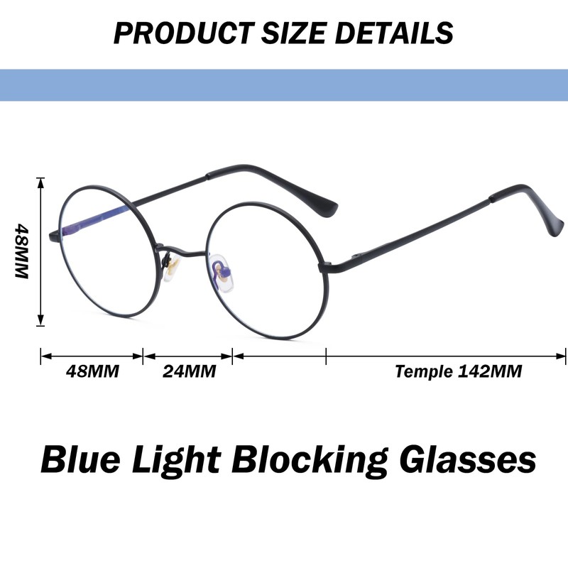Ggpyyon Blue Light Filter Glasses Women Men Retro Round Glasses
