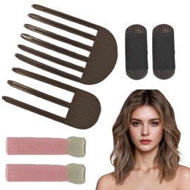 6Pcs Volumizing Hair Clips - Hair Volume Clips for Fluffy Bangs, Spong Bun Updo Hair Root Clips Hair Comb Tool for Crown Look (Brown)