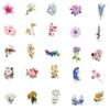 Floral Stickers 50pcs - Waterproof Reusable Flower Stickers for Adults