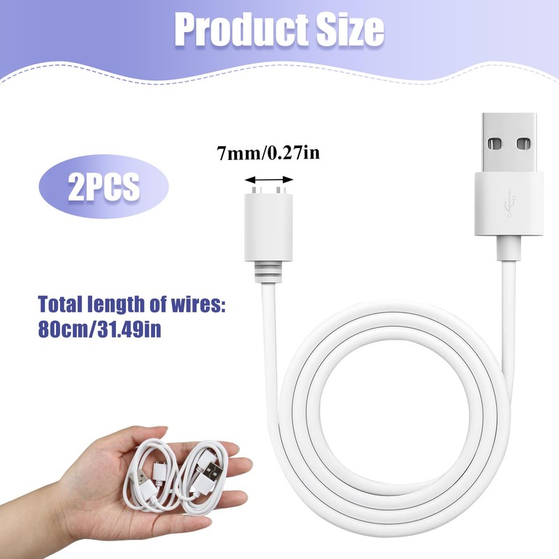 Knocery Magnetisches USB-DC-Ladekabel, 2 Stück Ersatz-Ladekabel 7 mm, 0,8 m