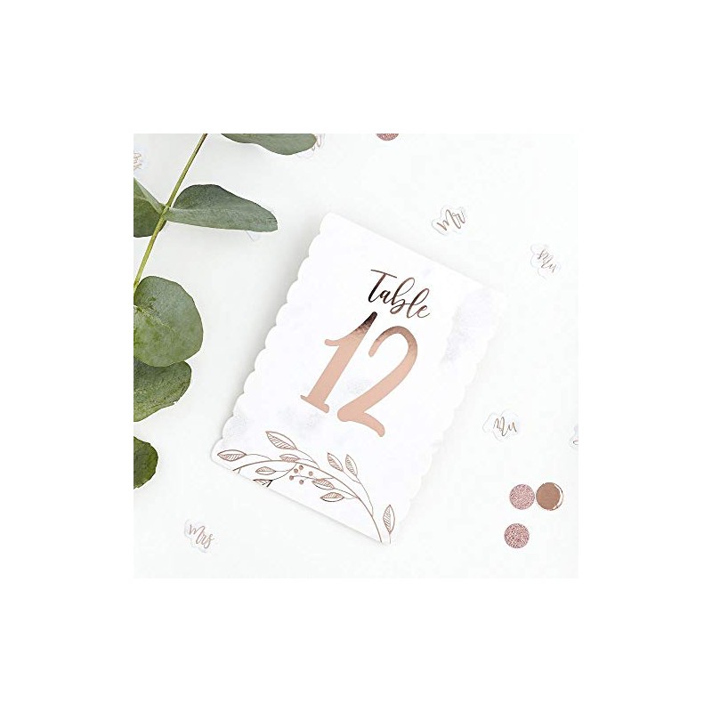 Luck and Luck Rose Gold Wedding Table Numbers 1-12