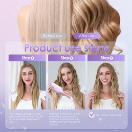 NOVUS Curling Iron Hair Crimper Waver - 1.25 Inch Anti-Scald Waves Curling Wand, Ionic Deep Waver Hair Curler Tool with Ceramic 2 Barrel for All Hair Types, Auto Shutdown Protection