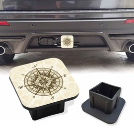Sutmore Trailer Hitch Cover, Vintage Nautical Compass Hitch Cover Rubber Towing Hitch Plug Covers, Square 2 Inch Receiver Tube Plug Cap for Trucks Cars SUVs