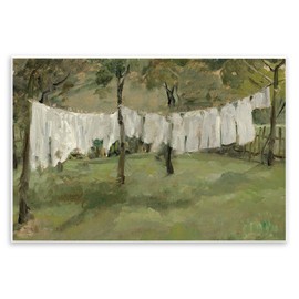 Stupell Industries Soothing Yard Clothesline Scene Wood Wall Art, Design by Lettered and Lined