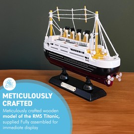 Exquisite Detailed Wooden Model of The Titanic, Stunning Replica of The Iconic Ocean Liner