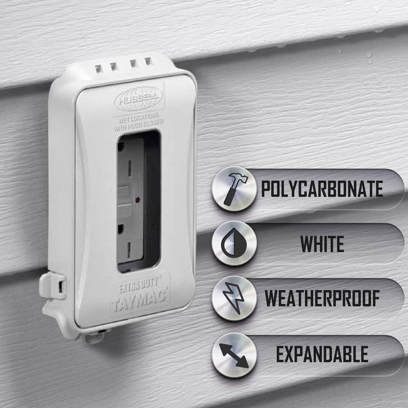 TAYMAC ML500W Single-Gang Mount 16-in-1 Flat Nonmetallic Weatherproof Vertical/Horizontal, 1-Pack,