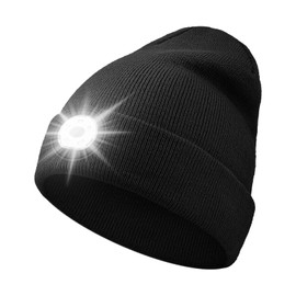 TOUCH TWO Beanie with Light, Tyep-C Rechargeable LED Hat, Suitable for Running Hiking Walking and Working, Best Gifts for Men Women, Black