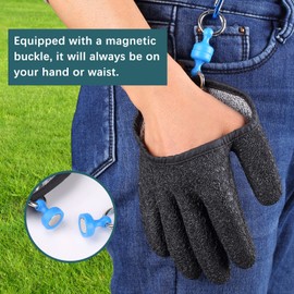 TOPIND Anti-Cut Fishing Glove Catch Fish Gloves Hunting Gloves Anti-Slip and Waterproof PE Wire Woven Latex Fishing Hunting Gloves with Magnet Release Fishing Tools