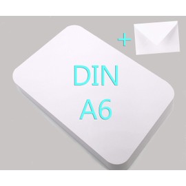 DIN A6 Postcards Index Cards Set Blank for DIY Choice of Envelopes and Round Corners (White Matt Round 350 g/m², 25 Cards + Envelopes)