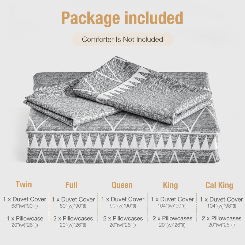 Lekesky Grey Single Duvet Cover Set Bedding Sets - Bohemian