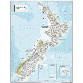 National Geographic Maps: New Zealand Wall Map - Compact - 21.5 x 16.25 inches