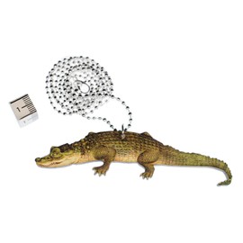 Miniblings Crocodile Necklace 80 cm Wood Printed Animal Alligator Water Handmade Fashion Jewellery Ball Chain Silver-Plated, Wood, metal