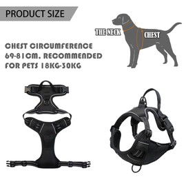 BDSHUNBF Dog Harness Large Dog No Pull Pet Harness with 2 Leash Clips,Anti Pull Dog Harness,Adjustable Soft Padded Pet Vest Harness,Reflective No-Choke with Easy Control Handle for Training Walking