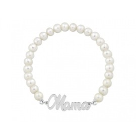 Turmalina by martina Tourmaline Bracelet Chest 925 Sterling Silver Pearl Bracelet with Name Mum Diameter 4.5 cm Elastic Jewellery Brand Sterling Silver, Sterling Silver