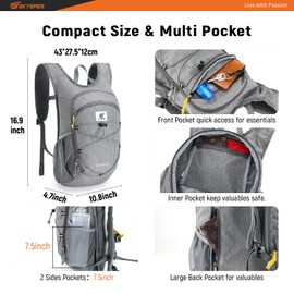 SKYSPER Men's 15L Foldable Hiking Backpack Small Daypack Daypack for Camping Outdoor Hiking