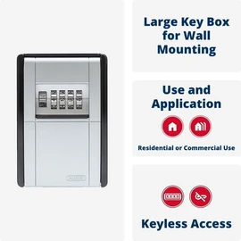 ABUS KeyGarage 787 Big - Key Box for Wall mounting - for up to 50 Keys or Small valuables - Black-Silver