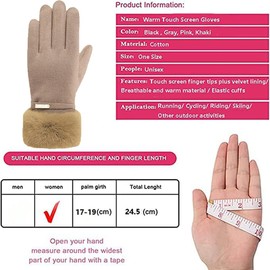 WITERY Warm Winter Knitted Gloves Thermal Touch Screen Gloves with Warm Plush Lining Plush Cuff for Women Ladies Girls Skiing Outdoor Gifts(Khaki)