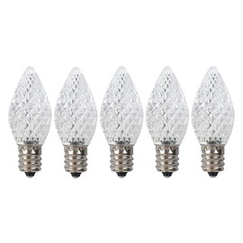 EZLS C7 Pure White Faceted LED Bulbs - 5 Pack of Pure White Faceted C7 Replacement Bulbs