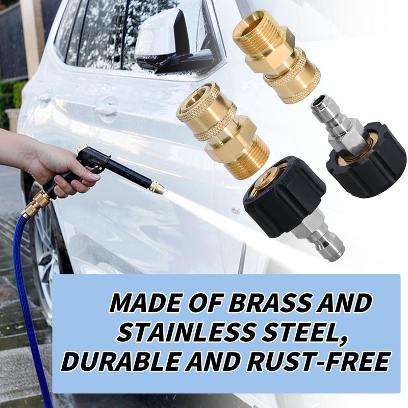 2Pair Pressure Washer Adapter Set, M22-14mm to 1/4'' Quick Connect