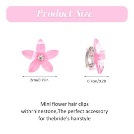 10 Pcs Mini Flower Hair Clips with Rhinestone, Cute Flower Hair Pins, Small Hair Clips for Fine Hair, Wedding Bridal Hair Accessories Barrettes Decorative for Women Girls(5-Colors)