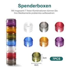 Tablettenbox 7 Tage Wochen Tablettenbox,Cosswe Zylindrische Tablettenbox 7 Fächer Tablettenbox Tablettendose Tabletten Organizer Wochenbox
