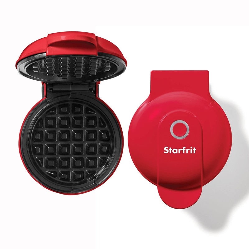 Starfrit Electric Mini Waffle Maker 4" Non-Stick Cooking Surface Easy