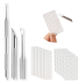 Cuticle Pusher Stainless Steel Double Ended Cuticle Remover Cuticle Pusher with 100 Pieces Sanding Paper Nail File for Manicure and Pedicure Nail Art