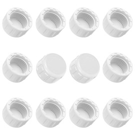 Hpmjz 12 pcs 1/2in PVC Cap Fittings Female Thread Pipe Plug Adapter Water End Cap Connector White Pipe End Caps Plug Sprinkler Garden Hose Head Caps for Plumbing Repair Modification