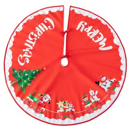 Christmas Tree Skirt 36 Inch Red White Cloth Christmas Tree Base Cover Skirts Decor for Xmas Party Holiday Home Garden (Christmas Train)
