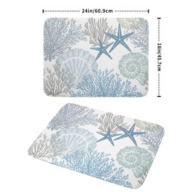 Coastal Dish Drying Mats for Kitchen Counter Large Drying Mat for Dishes Microfiber Sea Star Coral Nautical Dish Rack Mat Summer Drainer Pad Washable Foldable Ultra Absorbent Dry Mat 18×24 Inch